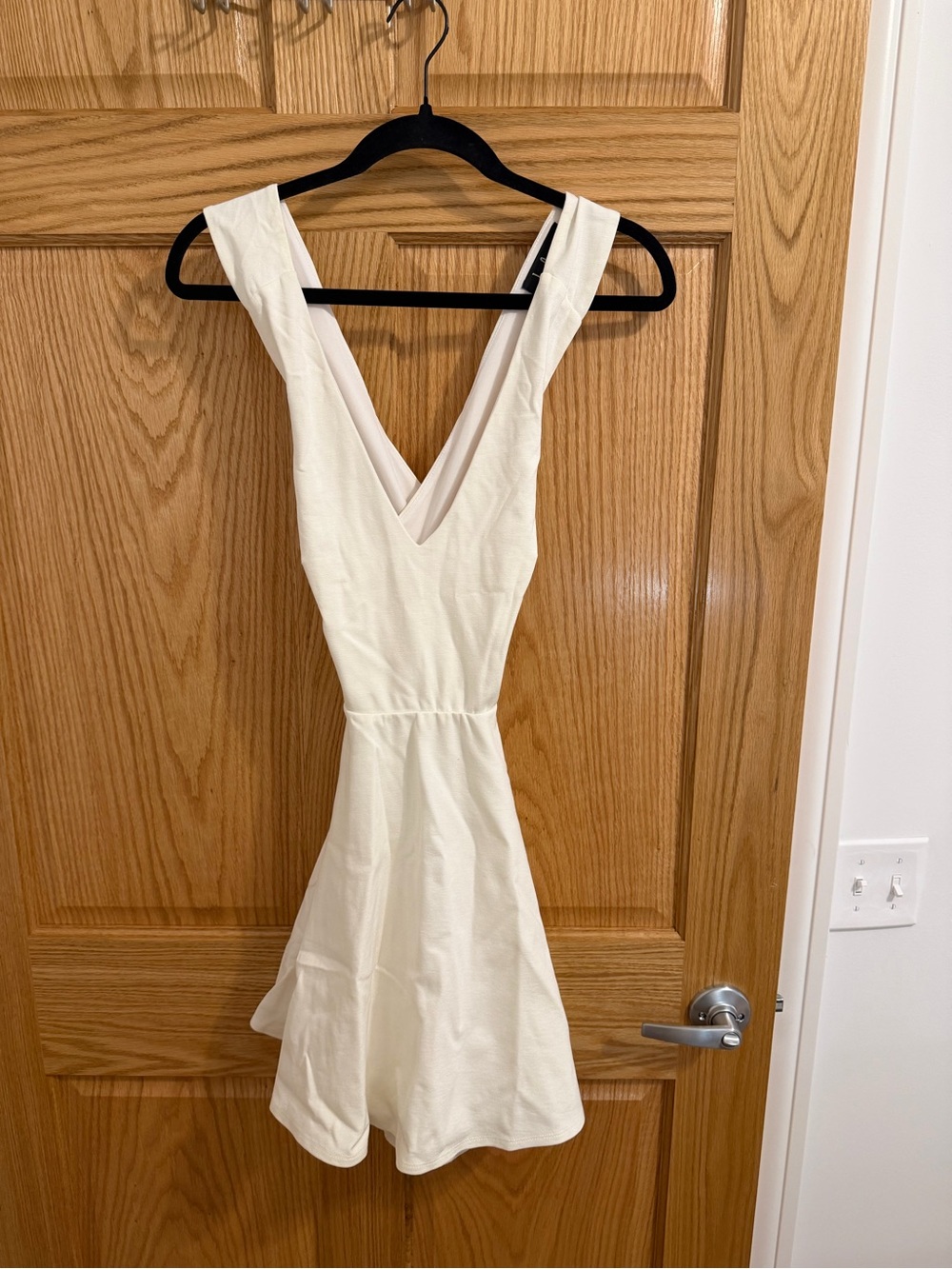 Lulu's Cream Deep V Sleeveless Mini Dress